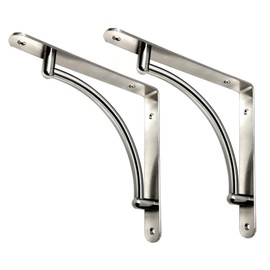 Desunia Decorative Contemporary Shelf Brackets - 8 3/4inches x 8 3/4inches - Satin Nickel - Pair