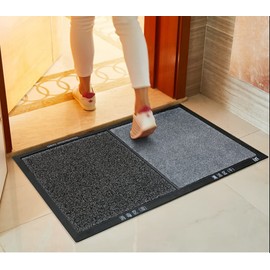 SINOPED 17.7 * 31.5 inch Doormat with Dry and Wet Area for dedusting,disinfecting Entrance Mat Outdoor Lab School Hospital (Brown, 17.7 * 31.5inch)