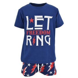 Unique Baby Boys Let Freedom Ring Patriotic 4th of July Shorts Set (2t)