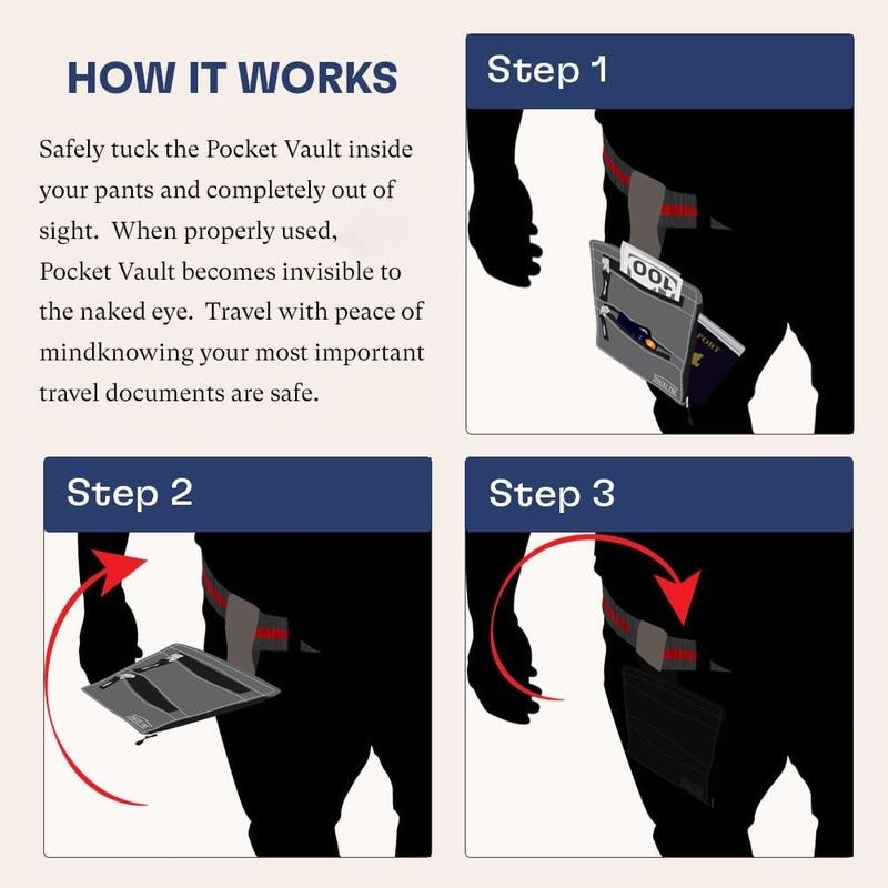 Hidden Travel Belt Wallet w/RFID Blocker men's wallets - Color: