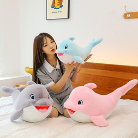 AQCQDQ Dolphin Cuddly Toy, Stuffed Toy, Dolphin Plush Toy, Simulation Dolphin Plush Cushion, Cute Dolphin Dolls Toy for Boys Girls Sleeping Pillow Gift (35 cm, Pink)