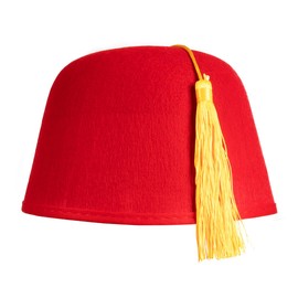 Kangaroo Red Fez Hat w/Gold Tassel - Arabian Moroccan Bellhop Hat | Aladdin Hat Men | Grunkle Stan Hat