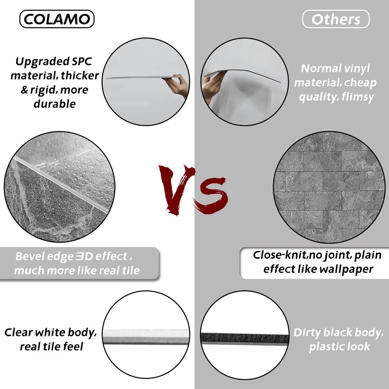 COLAMO Luxury 5-Sheet Dark Gray Peel and Stick Large Subway