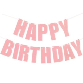Pink Happy Birthday Banner, 7.3 Inch Thickened Glitter Paper Happy Birthday Letters Banner for Happy Birthday Backdrop Decorations Women Birthday Party Baby Shower Decorations Supplies