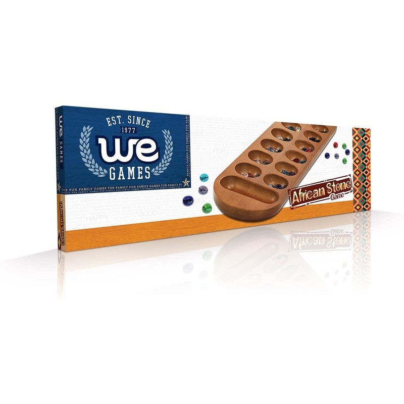 Coffee Table African Stone Game - Solid Wood with Walnut