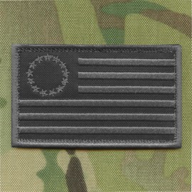LEGEEON Blackout Betsy Ross 2x3.25 Flag American Revolution 1776 Morale Tactical Military Hook-and-Loop Patch