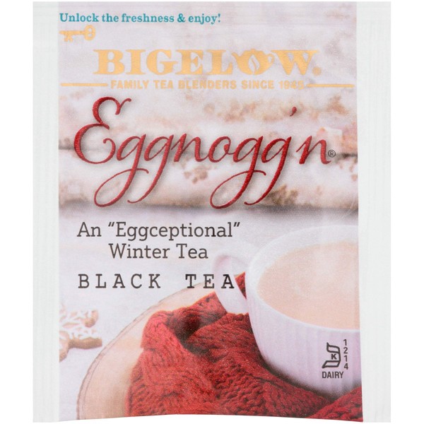 Bigelow Eggnogg'n Black Tea, Caffeinated, 18 Count (Pack of 6), 108 Total Tea Bags