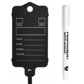 Car Key Tags PVC Identifier Tag with Labels and Ring,50 Pcs Locking Vehicle Dealership Key Tags Automotive Supplies Organization with 1 Pen for Car, Truck, Office Cars Shop(Black,100pcs)