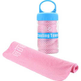 BOGI 2 Pack Cooling Towel, Cooling Towels for Neck and Face-40"x12"- Ice Towel for Instant Cooling, Soft Breathable Chilly Towel, Stay Cool for Yoga, Sport, Gym, Camping & More Activities(Blue+Pink)