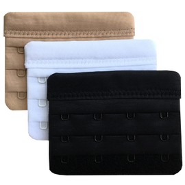 Chanie Women Pack of 3 Soft Comfortable 4 Hooks Bra Extender,5.8cm x 7.6cm