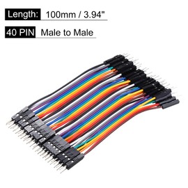 MECCANIXITY Male to Male 40Pin Breadboard Jumper Wire 2.54mm Pitch Ribbon Cable 10cm Long Electronics Breadboard Ribbon Cables for Breadboard Electronic Projects Pack of 1