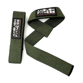 Ambush Fitness Strength Training Wrist Straps - Ideal for Weightlifting and Bodybuilding (Army Green)