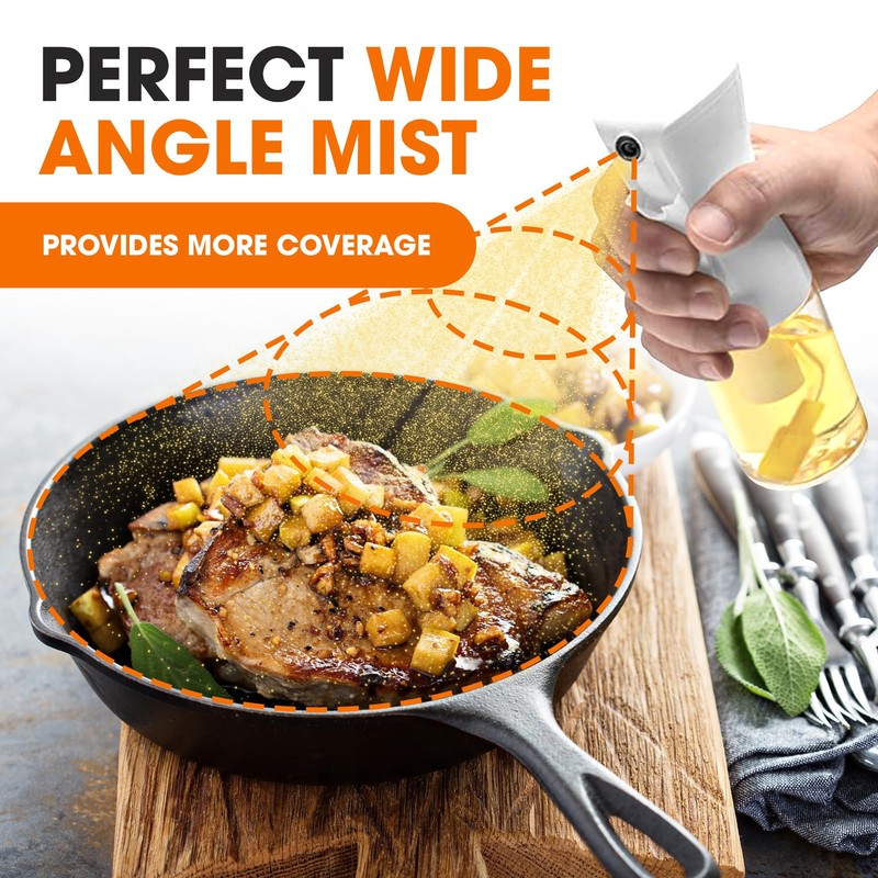 Cheer Collection Oil Spray Bottle (2-Pack, 200ml, White, BPA-Free)