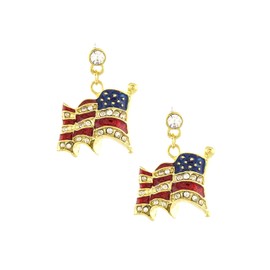 Fashion Trendy Patriotic Mini Curved American Flag Post Back Earrings For Women / AZERPT018-GRB-PAT