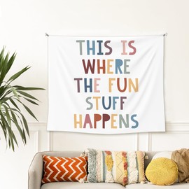 EGBTL Boho Kids Tapestry, Kid Wall Tapestry for Playroom, This is Where the Fun Stuff Happens Tapestries Wall Hanging Decor for Toddler Kids Room Bedroom Nursery Playroom, 50x60 Inches