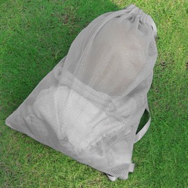 NATURAL STYLE Large Mesh Drawstring Backpack Bag, Gym Sports String Bag, Outdoor Workout Beach Swim Bag (Grey)