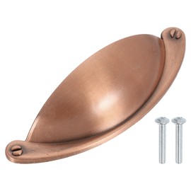 sourcing map Drawer Pulls, 1Pcs 2-1/2" - Zinc Alloy Brushed Cup Pulls with Screws, Cabinet Hardware Handles Dresser Shell Pulls for Bathroom Kitchen (Red Bronze)