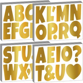 Bemeol Letter Stickers 378 Pcs Bulletin Board Letters for Classroom 4 Inch Alphabet Cutout Letters for Poster Board Display Home Classroom School Decor(Gold)