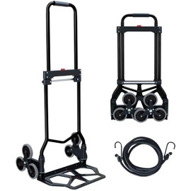 Stair Climbing Dolly,200 LB Capacity Stair Dolly Climber Heavy Duty with Telescoping Handle and 6 Wheels,Stair Climbing Hand Truck for Stairs,Moving (Black)