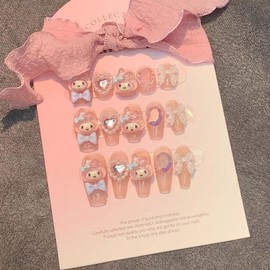 Press on nails ,Melody 3D Handmade fake nails , Kawaii Nails Tip,  Nail Art Manicure - Size: S