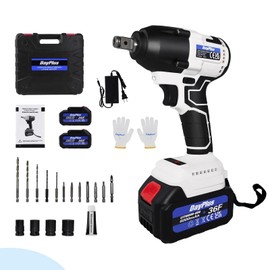 Qimu 21V Cordless Impact Wrench,3-IN-1 Brushless Drive Electric Impact Wrench,1/2“ Impact Gun,Max Torque 420N.m,2300 RPM Impact Drill with 2×6.0Ah Batteries,4Pcs Sockets,Variable Speed for Car Tires