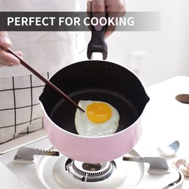 HooJay Nonstick Saucepan Set with Lid, Non Stick 1Qt & 2Qt Sauce Pan Set with Glass Lid Small Pot for Home Kitchen,Pink