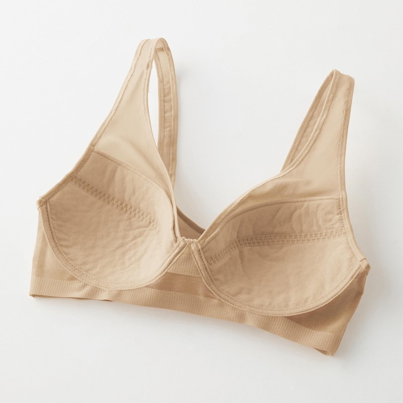GUNZE EB1235H Women's Wireless Bra, Lightweight Bra, New Crystal Beige,