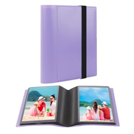 Small Photo Album 4x6 Photos Black Inner Page With Strong Elastic Band, Each Small Album Holds 64 Photos, 4x6 Mini Book Pictures Album Birthday Christmas Photo Albums Wedding Anniversary (Purple)