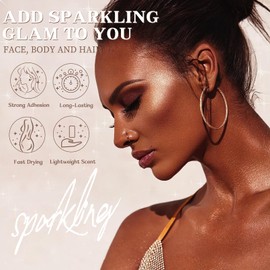 Body Glitter Spray, Body Shimmer Spray Quick Drying Body Glow Shimmer Long-Lasting Shiny Glitter for Black Women Men for Party, Concert 2.6 Fl Oz. (Silver White)