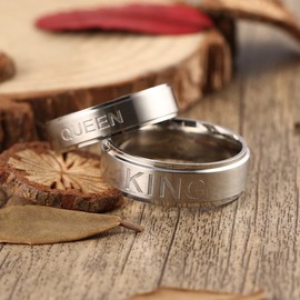 Ginger Lyne Collection King or Queen Stainless steel Wedding Band Ring