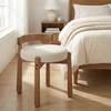 HNY Modern Linen Ottoman- Low-Back Makeup Seat & Lounge Footrest