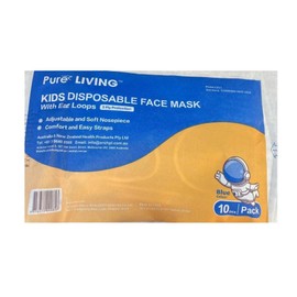 Pure Living Face Mask - Pure Living Kids 3ply Disposable Face Mask 10 Pack, Blue