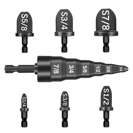 7Pcs Swaging Tool HVAC, Air Conditioner Copper Expander Tube HVAC with 6 in 1 Swedge Tool, Flaring Drill Pipe Repairing Tubing Set 1/4'', 3/8'', 1/2'', 5/8'', 3/4'', 7/8'' Bits