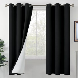 BGment Black Blackout Curtains for Bedroom 72 Inch Length 2 Panels Set, Thermal Insulated Bedroom Curtains Soundproof Room Darkening Window Curtain Drapes, Each Grommet Curtains 42 Inch Wide