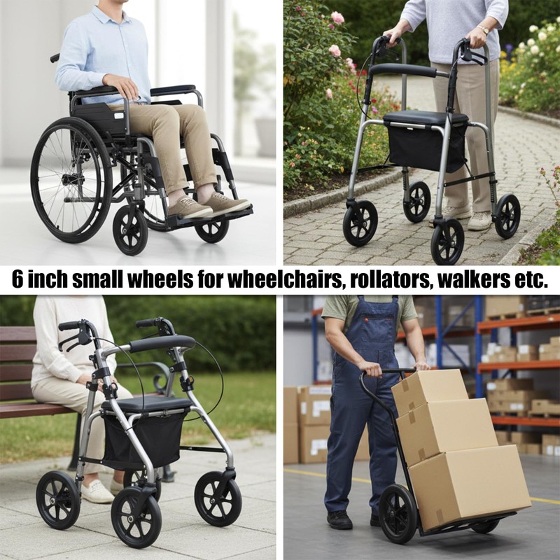 LIQWEI 4 Pack 8 Inch Walker Wheels Replacement, Solid Wheelchair
