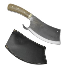 Brazilian Flame Rustic Butcher Knife - 8” High Carbon Steel Blade, Ultra Sharp, Full Tang Handle, Heavy Duty for BBQ, Butchering, Kitchen Use (KF-REF141-8)