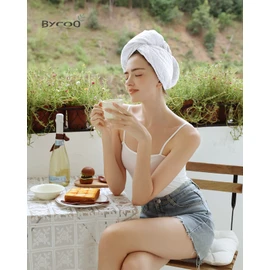 BYCOO Waffle Hair Towel Wrap, Large Microfiber Hair Drying Towels With Button&Elastic, Anti Frizz Head Towle|Super Absorbent | Soft Quick Dry Hair Turban for Women & Wet, Curly, Long &Thick Hair-Green