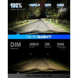 NOVSIGHT 9007 Fog Bulbs 88000LM, 900% Ultra Bright 9007 Fog Bulbs, Pack of 2