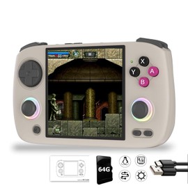 RG Cubexx Retro Game Handheld 3.95 Inch IPS Screen 720*720 Linux System,RGCube XX 64GB Card Pre-Installed 5373 Games 3800mAh Supports 5G WiFi Bluetooth Online Fighting,Streaming
