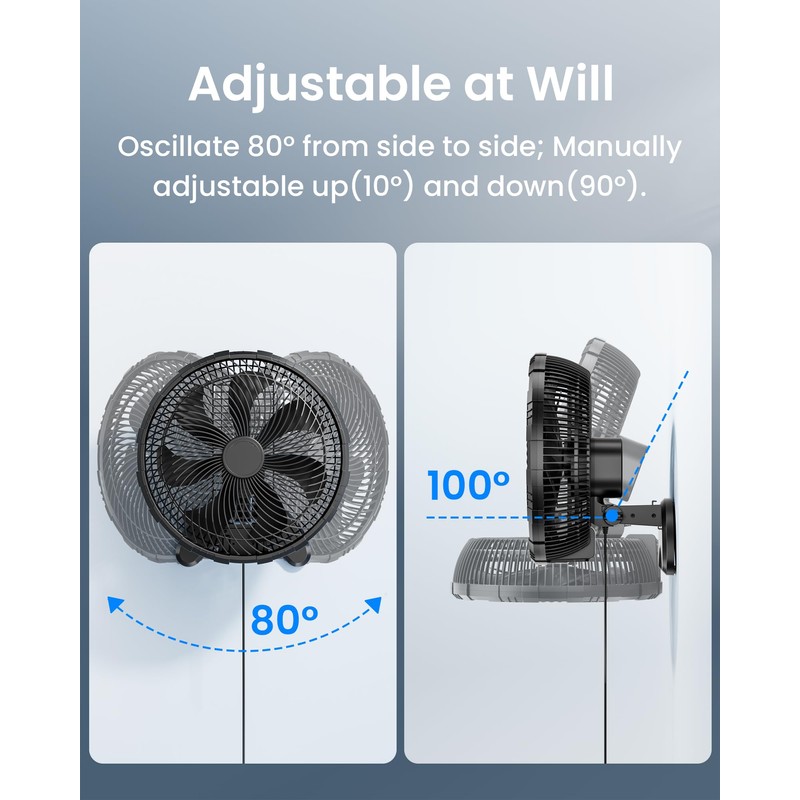 Koonie 12 Inch Wall Mount Fan, Quiet Wall Fan with
