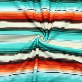 David Angie Colorful Ethnic Stripe Printed Double Brushed Polyester Fabric Soft Smooth 4 Way Stretch Knit Fabric by The Yard for Dress Sewing (A)