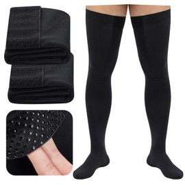 Calcetines de compresión, medias de alta compresión para hombre, medias de compresión de 20-30 mmHg con silicona antideslizante (XL).., Negro -, X-Large-XX-Large