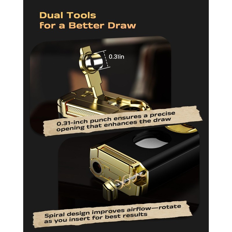 All-in-one Torch Lighter with Straight Sharp Tool, Built-in Punch, Holder,