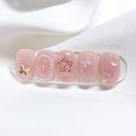 [Handmade Nail Tips] Cherry Blossom Ending Nail Tips - Full Square (Long Square) / [수제네일팁] 벚꽃엔딩 네일팁 - 풀스퀘어 (롱스퀘어)