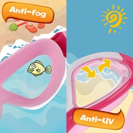 SIMAKARA Swimming Goggles Kids 6-14, Boys and Girls Swimming Goggles Age from 3 to 15 Years Old, Wide Vision, Anti-Fog, Waterproof, No Leaking, UV Protection-with FREE Case,Nose Clip Ear Plugs