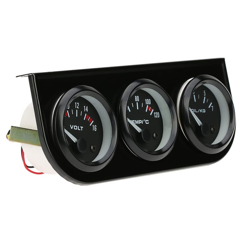 Shkalacar 52 mm Electronic Triple Gauge Kit, Oil Pressure Water