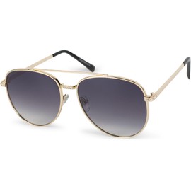 styleBREAKER 09020119 Women's Aviator Sunglasses with Rhinestone Appliqué, Tinted Polycarbonate Lenses and Metal Frame, Frame gold / glass grey gradient