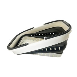 SAMMART 26L (6.8 Gallons) Collapsible Plastic Laundry Basket with Handle-Foldable Pop Up Storage Basket with handle (Grey/Washed Black)