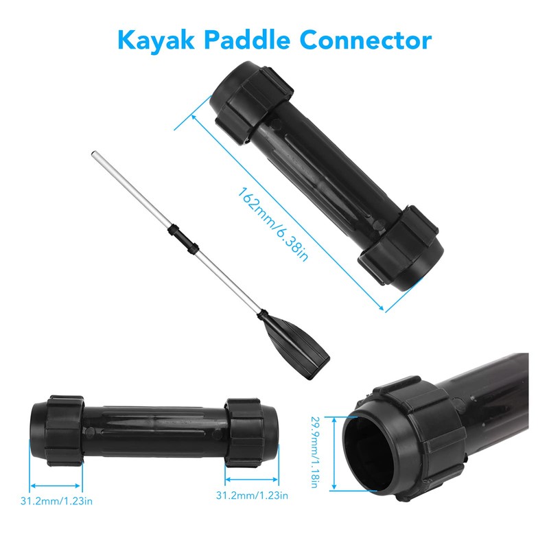 Plastic Rowing Shaft Connectors 2 Pack Black Heavy Duty Smooth