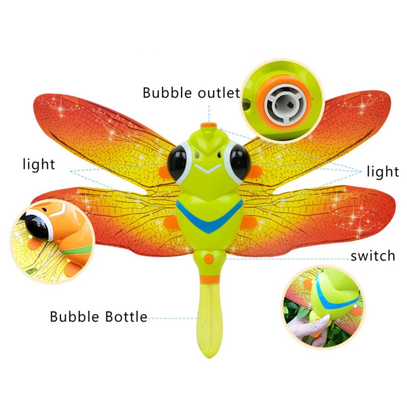 Music Cartoon Dragonfly Shape Electric Soap Bubbles Gun Kids Soap